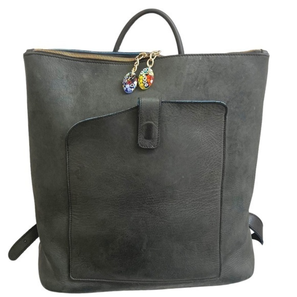 Terrida Luxury travel bag backpack made in tally Murano collection black leather